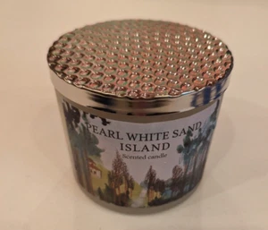 Pearl White Sand Island Candle - Gently Used - Triple Wick - Lidded - Picture 1 of 2