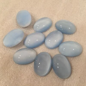 EP365 24x17mm light blue moonstone oval glass cabochons (10) - Picture 1 of 1
