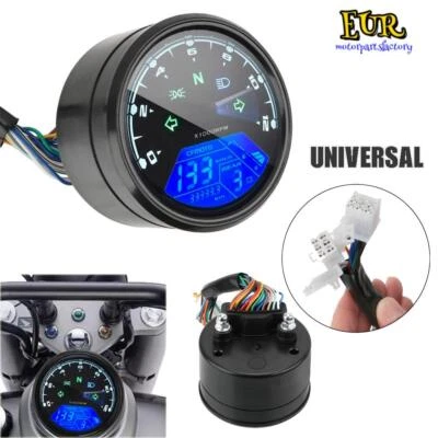 Moto Universal LCD Digital Odómetro Velocímetro Tacómetro Calibre 12000RPM Foto 1 de 4