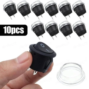 10pcs Mini Rocker Switch Round Black 20mm 2 Pin SPST Power ON/OFF 12V 125V 250V - Picture 1 of 10
