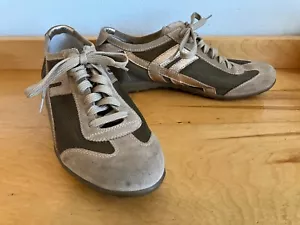 Italian Leather Geox Respira Men’s Brown/Gold Suede Sneakers US Size 9.5/42.5 - Picture 1 of 10