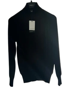 JERSEY CUELLO REDONDO CACHEMIR PURO NEGRO AUTÓGRAFO DE MARKS & SPENCER - Imagen 1 de 4