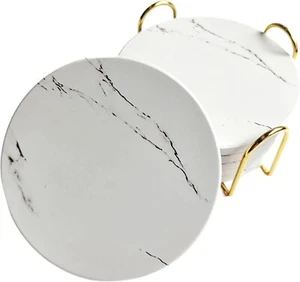 Marble Style Ceramic Drink Coasters with Golden Holder Pack of 6 – Various Cups - Picture 1 of 9
