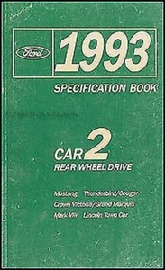 1993 Lincoln Mercury Servizio Specifiche Libro Mark VII Città Auto Grand Marquis - Foto 1 di 1