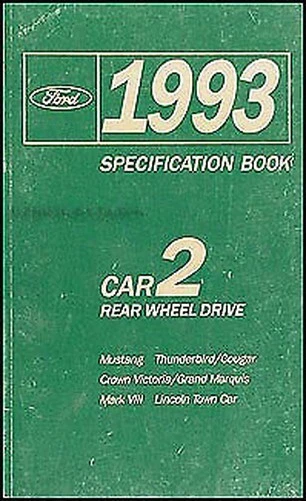1993 Lincoln Mercury Servizio Specifiche Libro Mark VII Città Auto Grand Marquis - Immagine 1 di 1