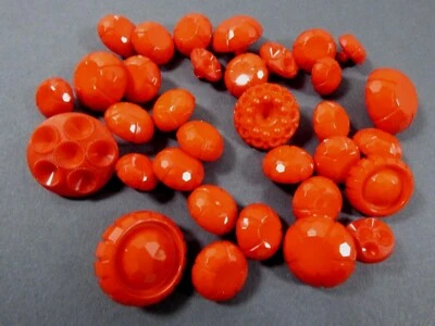  Mixed size lot of Red color Fun 33 pc Plastic Sewing Buttons  - Image 1 of 4