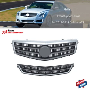 Upper + Lower Front Bumper Grille Assembly Chrome Fit For 2013-2014 Cadillac ATS - Bild 1 von 12