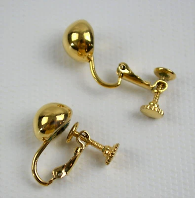 Vintage Napier Gold Tone Little Button Clip On Twist Back Earrings 1/2 inch - Image 1 of 4