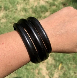 Ebony Wood Cuff Bangle Bracelet, Statement Jewelry, Handmade 61mm inside length - Picture 1 of 10