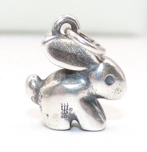 JAMES AVERY Signed Sterling Silver 3D Bunny RABBIT PENDANT / CHARM - Picture 1 of 6