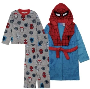 Marvel Boy's Spider-Man Plush Hooded Robe & 2-Piece Pajama Set 2T New - Picture 1 of 7