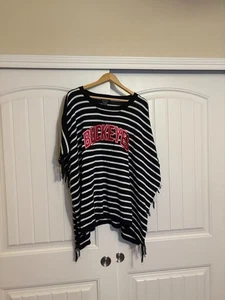 Poncho Ohio State Buckeyes XS/S Blanco y Negro Rayas Gameday Couture Talla Grande - Imagen 1 de 3
