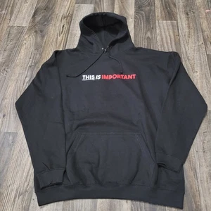 Felpa nera con cappuccio uomo XXL This Is Important podcast Workaholics Commedia nuova senza etichette - Foto 1 di 13