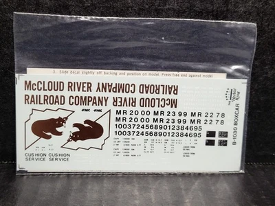 Harold King HO Scale Decal Boxcar McCloud River Company # B-1030 - Image 1 of 2