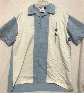 Camisa de Bowling Lucky Paradise Clothing Retro Azul Hombres Locos Charlie Sheen Talla XL - Imagen 1 de 5
