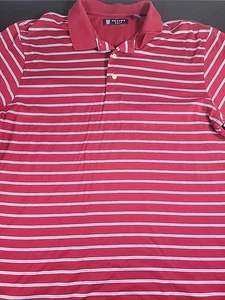 Oxford Golf Polo Shirt Striped Red Golfing Sz Large Champions Golf Club Houston - Picture 1 of 13