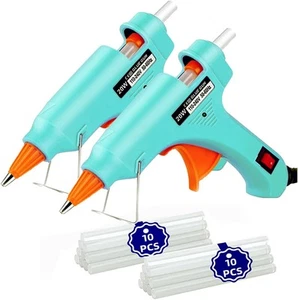 Mini Hot Glue Gun Kit w/ 20 Sticks, 2 Pack, Quick Repairs DIY Craft Blue 20W - Picture 1 of 6