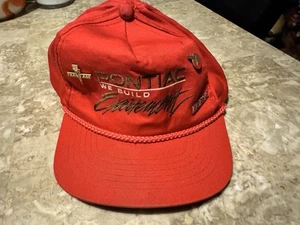 Vintage Red PONTIAC WE BUILD EXCITEMENT Trucker Hat Cap Mesh Rope Snapback Pins - Picture 1 of 9