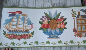 Beautiful Vtg Brunschwig & Fils Hand Printed Wallpaper Border Baltimore Quilt 5y - Picture 1 of 10