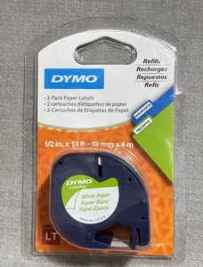 Dymo Letratag LT Mine 2er Pack Papieretiketten 1/2 Zoll x 13 Fuß -12 mm x 4 m weiß - Bild 1 von 3