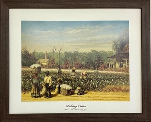 William Aiken Walker "Picking Cotton" MASSANFERTIGUNG GERAHMT schwarz ländliche Kunst NEU - Bild 1 von 3