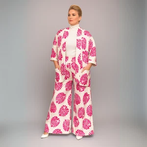 ROCKTHOSECURVES WOMENS LEAF TROUSER SUIT - JACKET AND PALAZZO SET PLUS SIZE - Picture 1 of 20