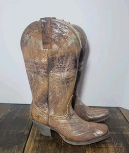 Ariat Circuit Salem Square Toe Womens Boots 7B Mid Calf Mid Heel Brown Shimmer - Picture 1 of 14