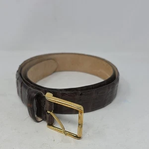 Cinturón Bergford Goodman Cuero Marrón Cocodrilo Genuino con Hebilla Dorada Talla 38 - Imagen 1 de 7