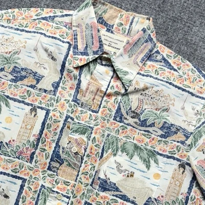 Reyn Spooner Dietrich Varez Shirt Mens M Blue Ship Band Print Hawaiian Aloha - Image 1 of 4