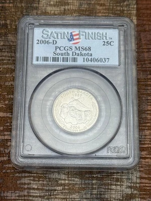 2006-D US 25c South Dakota State Quarter ~ PCGS MS68 ~ Satin Finish - Image 1 of 4