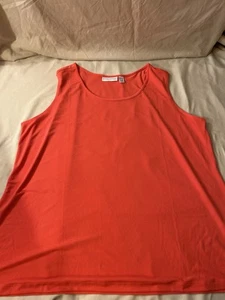 Susan Graver Size 1X Coral/Red U-Neck Sleeveless Soft Woman’s Shirt - Picture 1 of 5
