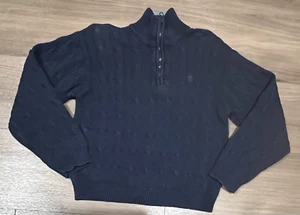 Izod Sweater Boys Size XL 7X High Neck 1/4 Zip Blue Cable Knit Fishermans Cabin - Picture 1 of 4