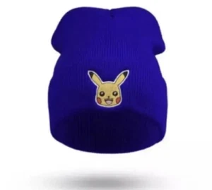 Pokemon Pikachu Wintermütze Blau Anime Winter Geschenk gestricktes Logo Mütz - Bild 1 von 1