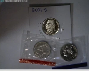 2001 PDS Jefferson Nickels Unc in mint cello and Proof - Picture 1 of 2