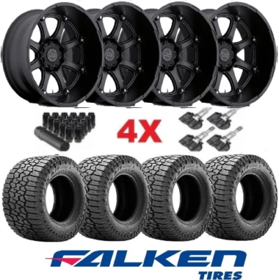 MATTE BLACK WHEELS RIMS BLACK RHINO GLAMIS FALKEN WILDPEAK A/T4W TIRES 2957018 Foto 1 de 4