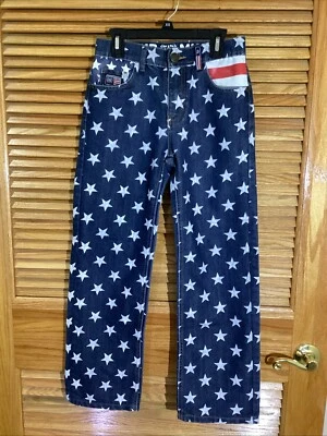 Akademiks Youth Girls Size 12 Blue Denim Stars Stripes Jeans CK1-182 - Image 1 of 4