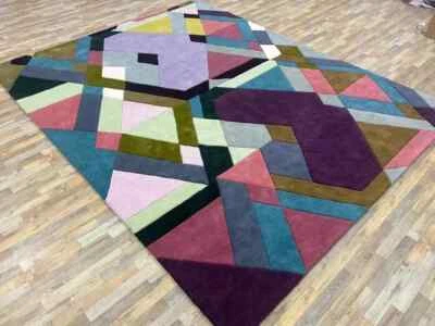 8x10 Rug Multi Color Hand-Tufted Nz Wool Soft Beautiful soft Quality office Rug - Image 1 of 4