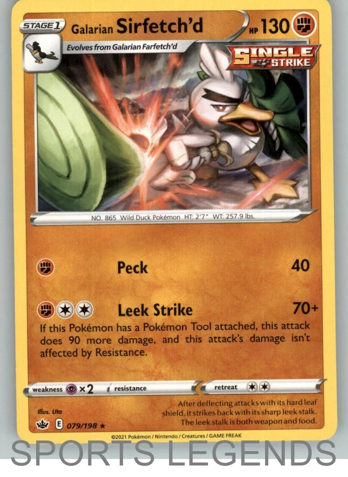 2021 Pokemon Chilling Reign rare Galarian Sirfetch'd 79/198 - Image 1 of 1