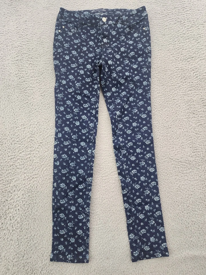 Pantalones de mezclilla VO Virgin Only para mujer 28 azules florales ajustados elásticos 28x28 Foto 1 de 4