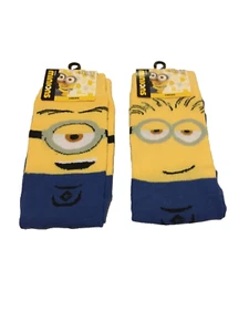 ILLUMINATION Presents MINIONS 2 Pares Calcetines Crew Zapato Adulto Talla 6.5-12 Nuevo con Etiquetas - Imagen 1 de 4