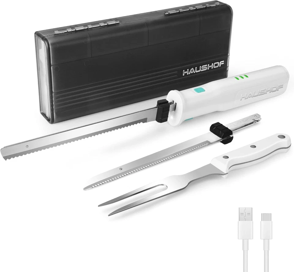 Elektromesser kabelloses Küchenmesser mit 2 Edelstahlklingen Und 2000 mAh Akku - Bild 1 von 1