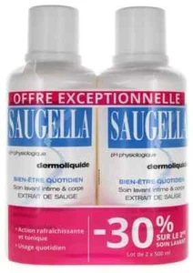 Saugella Dermoliquid Frauen Intimwäsche mit physiologischem pH 500ml (2er Pack) - Bild 1 von 1
