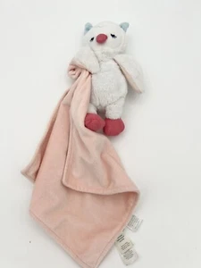 Carters Owl Rattle Plush White Pink Lovey Security Blanket Baby Toy Clean - Picture 1 of 11