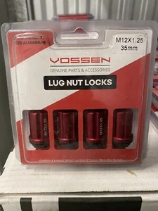 Authentic Vossen Forged 12x1.25/35mm Red Wheel Lug Nuts LOCKS (x4) Plus Key - Picture 1 of 1