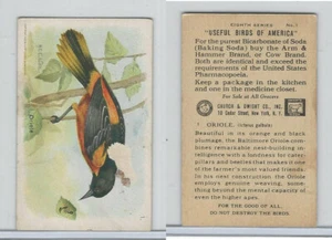 J9-4, Church & Dwight, Useful Birds America 8th Ser., 1925, #1 Oriole - Picture 1 of 1