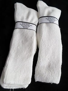 2 Pair Mens Over the Calf Diabetic Sock 100% Cotton 8-12 White Made in USA White - Picture 1 of 7