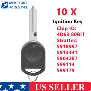10x Transpondedor de llave astillada de encendido de repuesto para Ford H84-PT 4D63 80Bit - Imagen 1 de 7