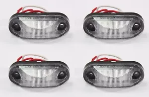 4 Oval Oblong 2" Inch Red LED Clearance Fender Side Marker Surface Mount Lights - Foto 1 di 5