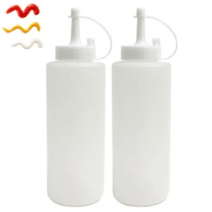 Mayo Sauce Oil Mustard Ketchup Condiment Bottle Squeeze Plastic Clear 2 Pk 12Oz - Picture 1 of 1
