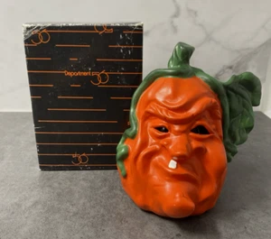 Department 56 Halloween Pumpkin Head Ceramic Figurine Dept 56 Funny Ugly RARE - Picture 1 of 8